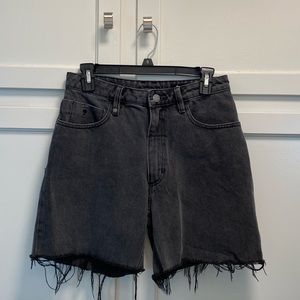 Longline denim shorts